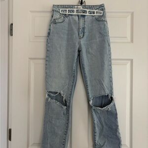 ROLLA'S Blue Straight Leg Distressed Denim